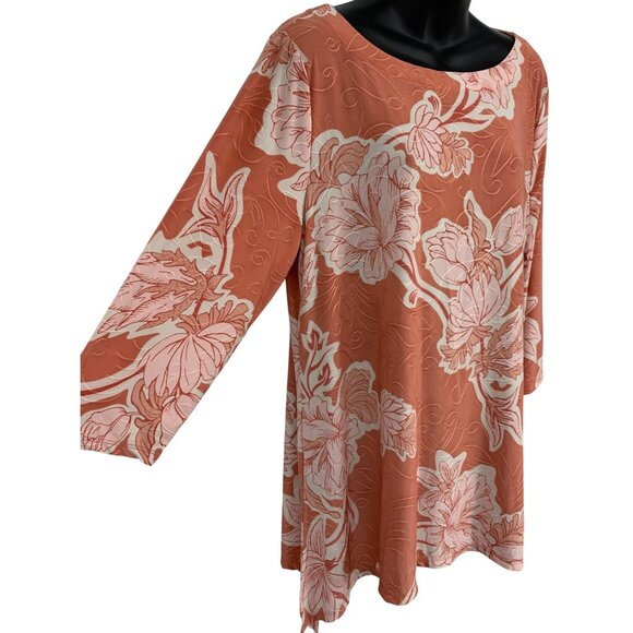 JM Collection Women Extra Large XL Jacquard Knit Top Floral Blouse 3/4 Boat New - Picture 3 of 10